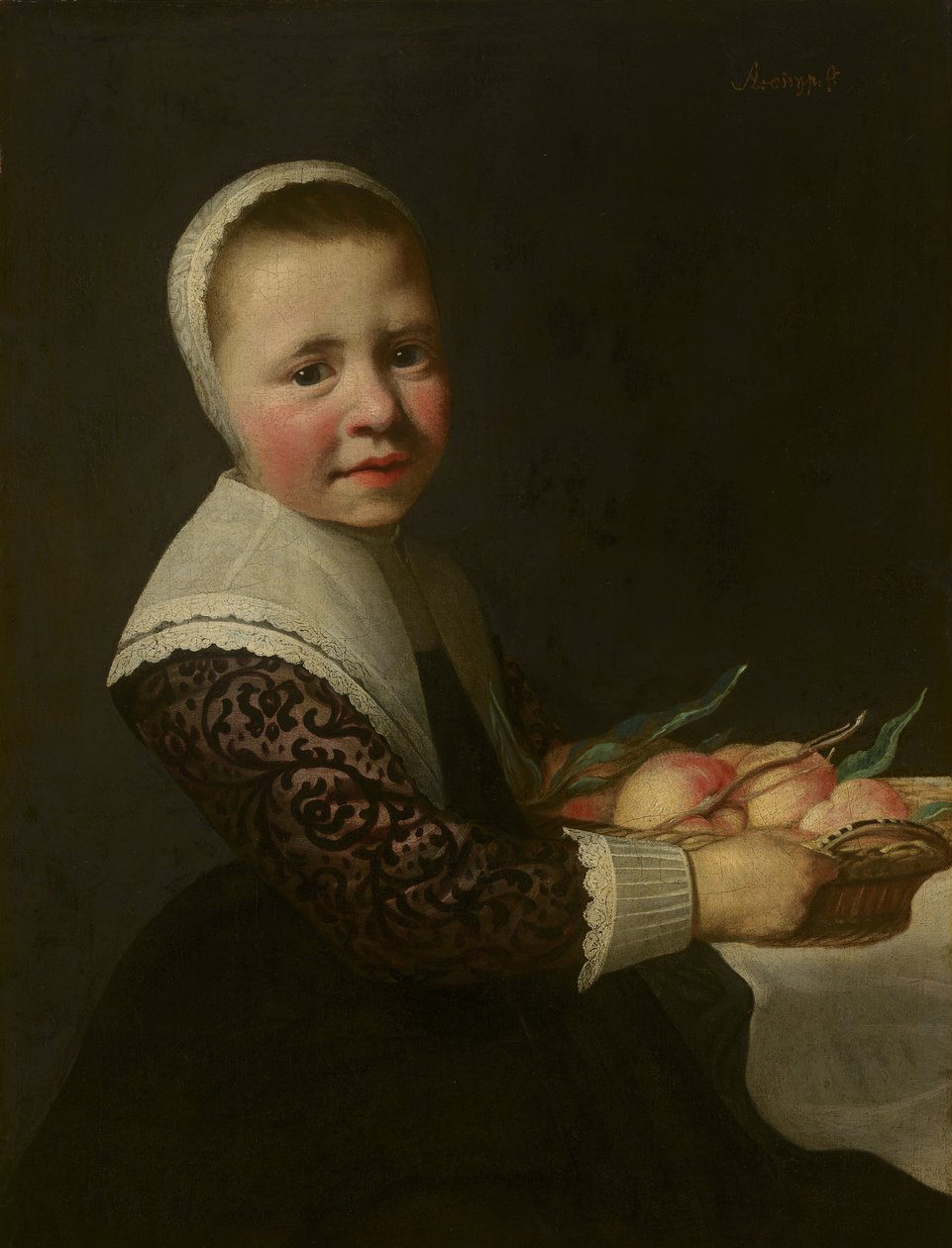 Portrét dívky s broskvemi od Aelbert Cuyp