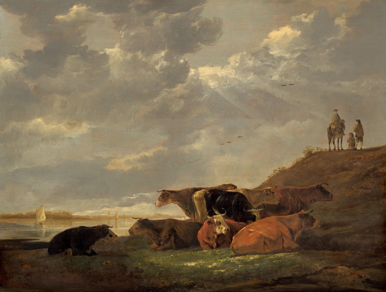 Říční krajina s krávami, 16451650. od Aelbert Cuyp