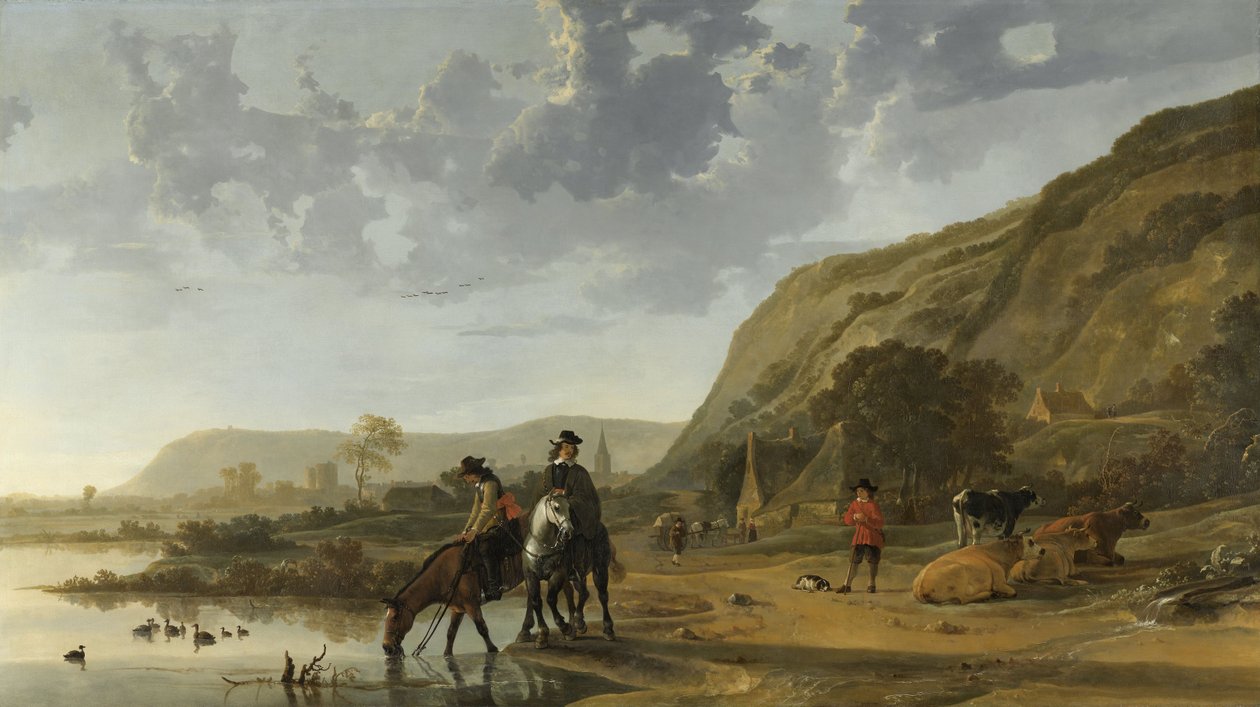 Říční krajina s jezdci, 1653-7 od Aelbert Cuyp