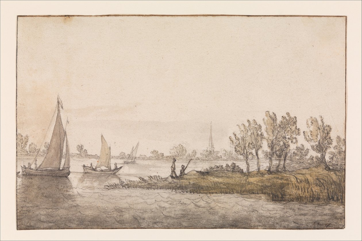 Říční krajina s plachetnicemi od Aelbert Cuyp