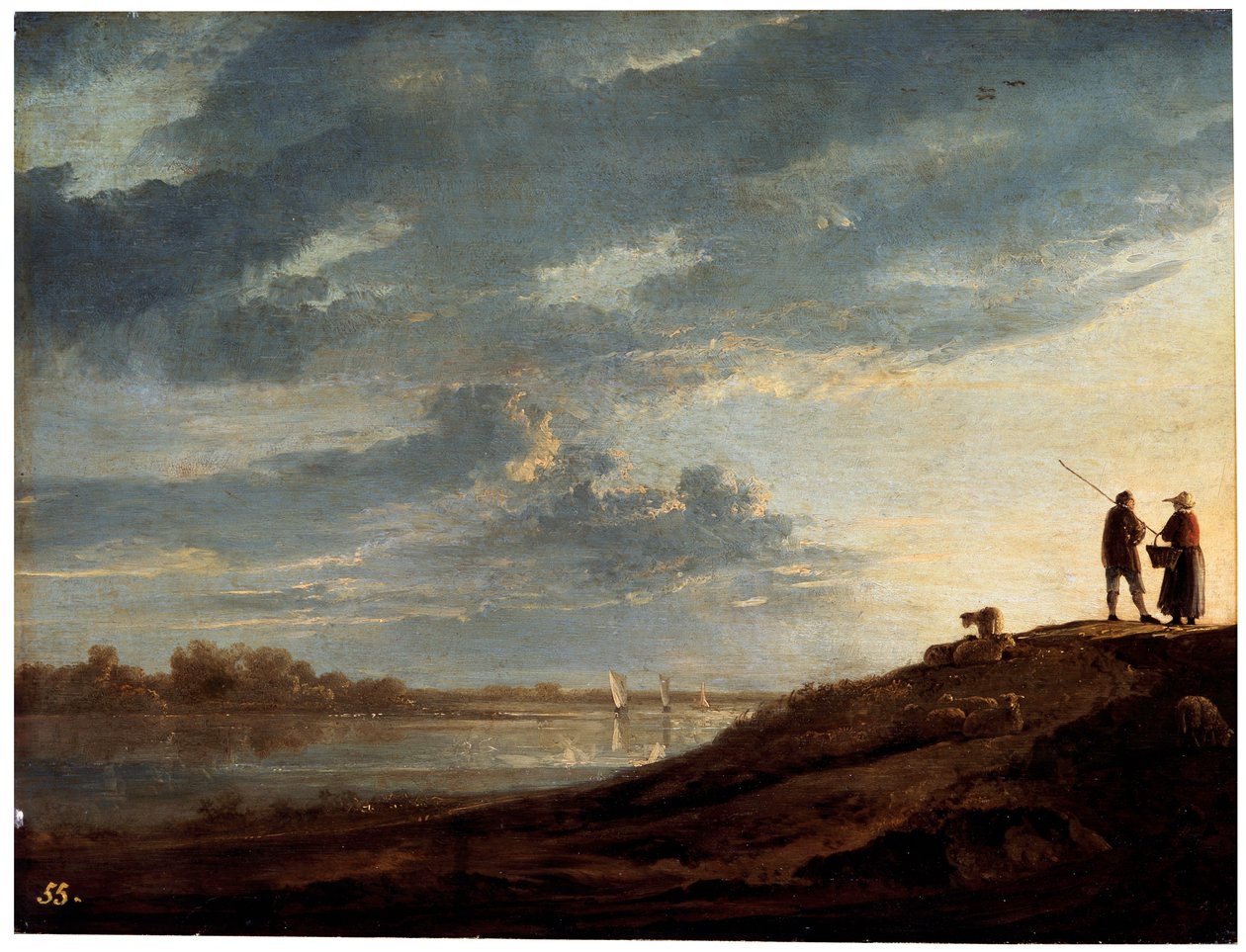 Západ slunce nad řekou, 1650s. od Aelbert Cuyp