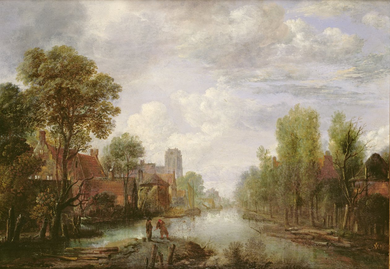 Krajina s kanálem (panel) od Aert van der Neer