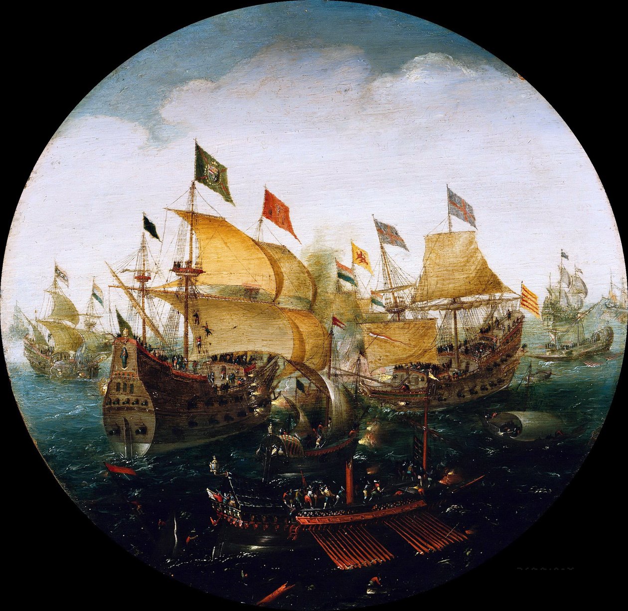 Námořní bitva mezi nizozemskými a španělskými loděmi, 1604 od Aert Anthonisz