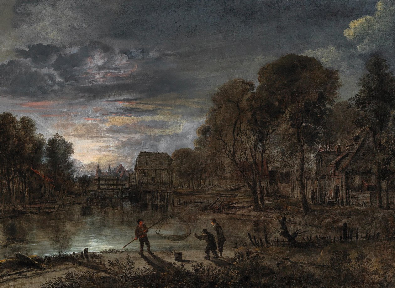 Noční krajina s rybáři. od Aert van der Neer