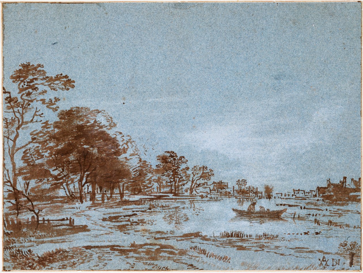 River Landscape by Moonlight, c. 1650-1660 od Aert van der Neer
