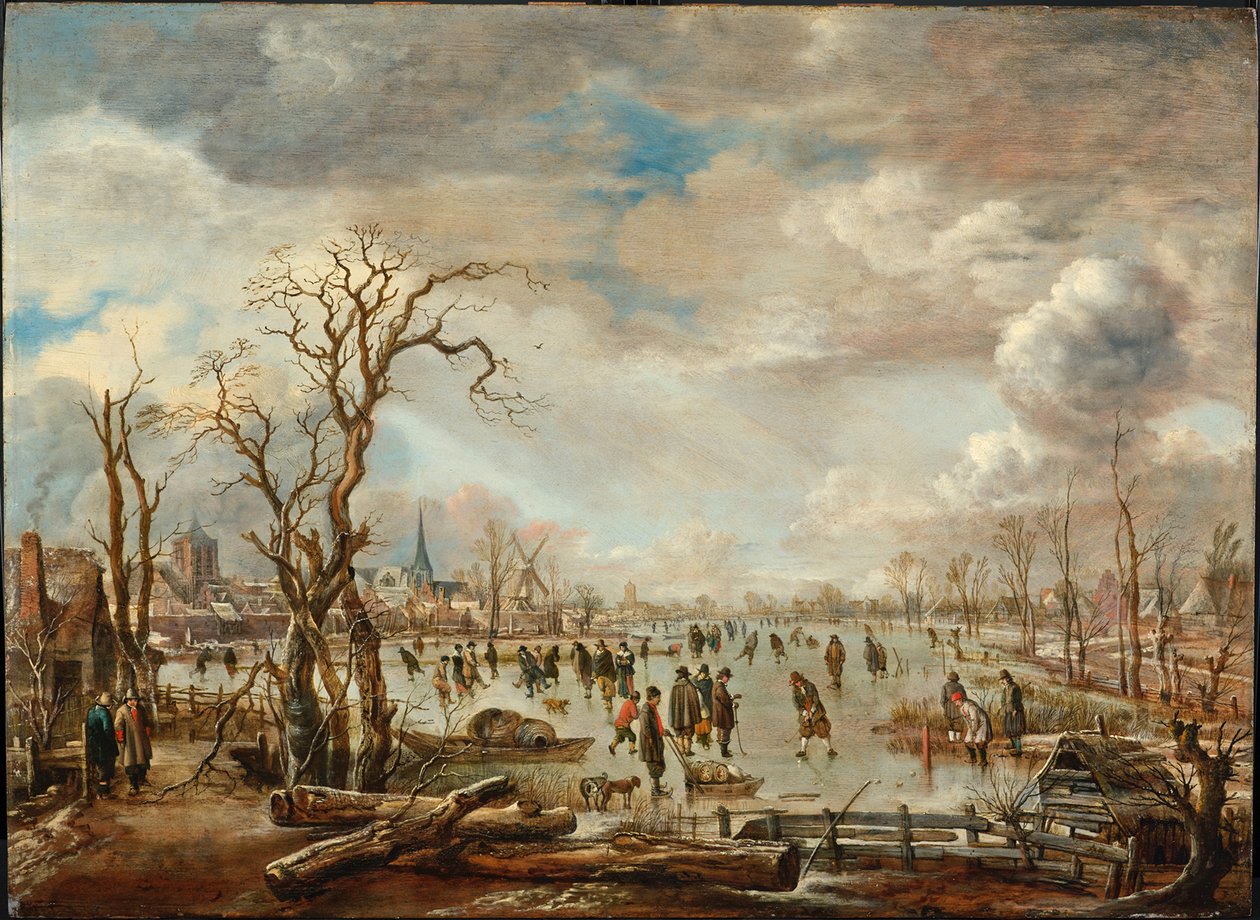 Zimní krajina s ledovými radovánkami, c. 1655 od Aert van der Neer
