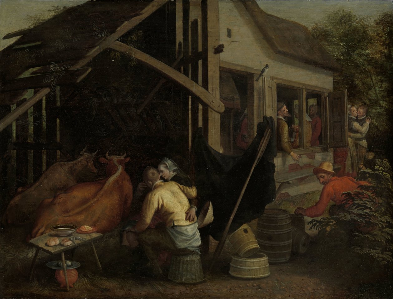 Páry milující se ve venkovském hostinci od Aert Pietersz. (attributed to)