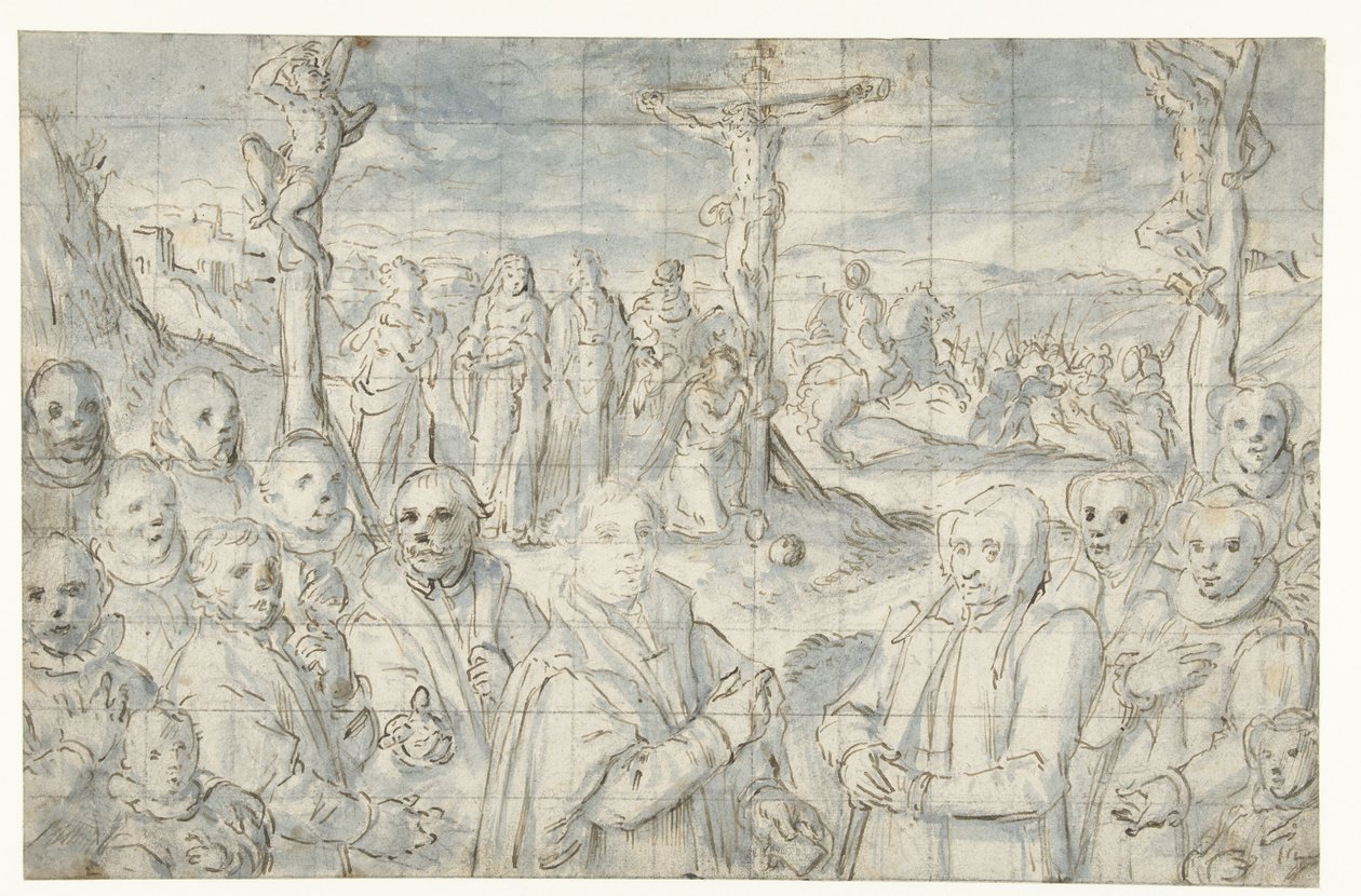 Ukřižování se zakladatelem a jeho rodinou od Aert Pietersz.