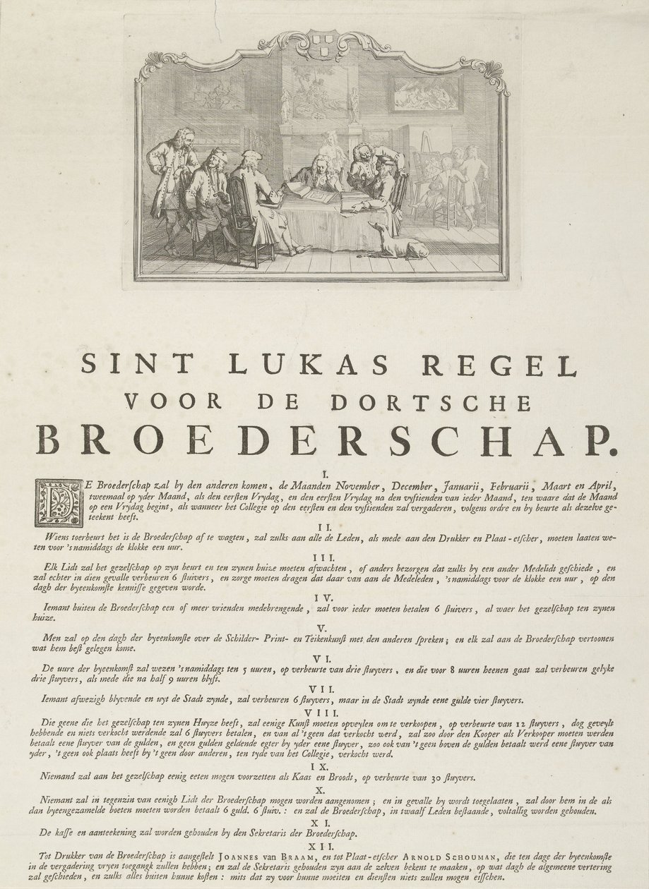 Pravidla cechu svatého Lukáše v Dordrechtu, 1736 od Aert Schouman