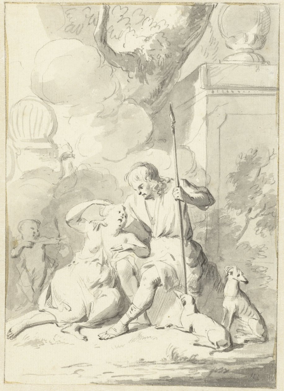 Venuše a Adonis (?) od Aert Schouman