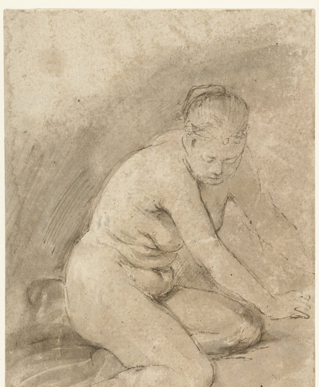 Klečící ženský akt s nataženýma rukama od Aert de Gelder (attributed to)