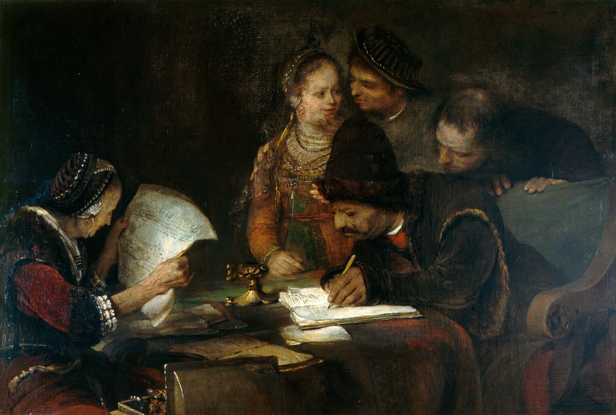 Manželská smlouva, asi 1670 (olej na plátně) od Aert de Gelder