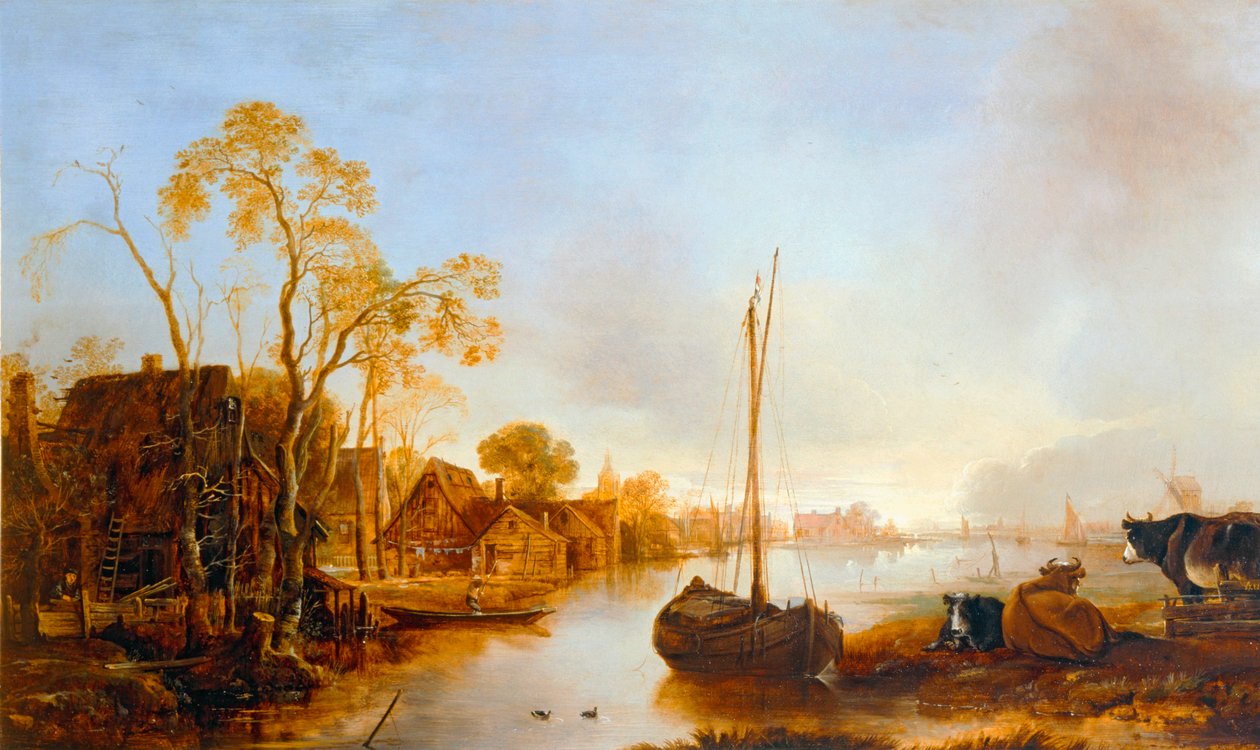 Okraj kanálu v Holandsku... od Aert van der (after) Neer