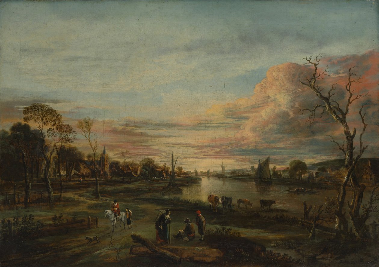 Krajina při západu slunce, 1650s. od Aert van der Neer