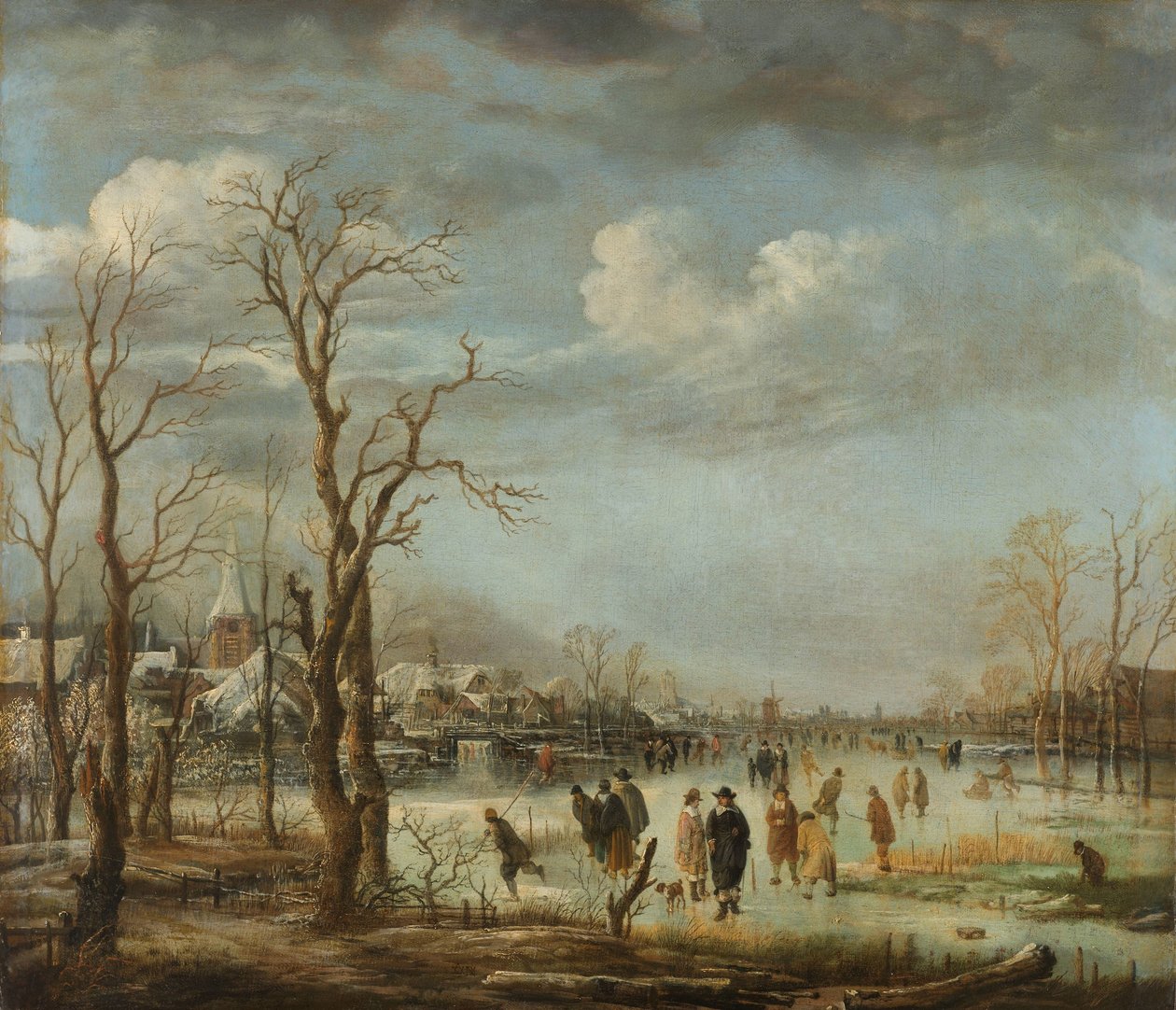 Pohled na řeku v zimě, 1630-60 od Aert van der Neer