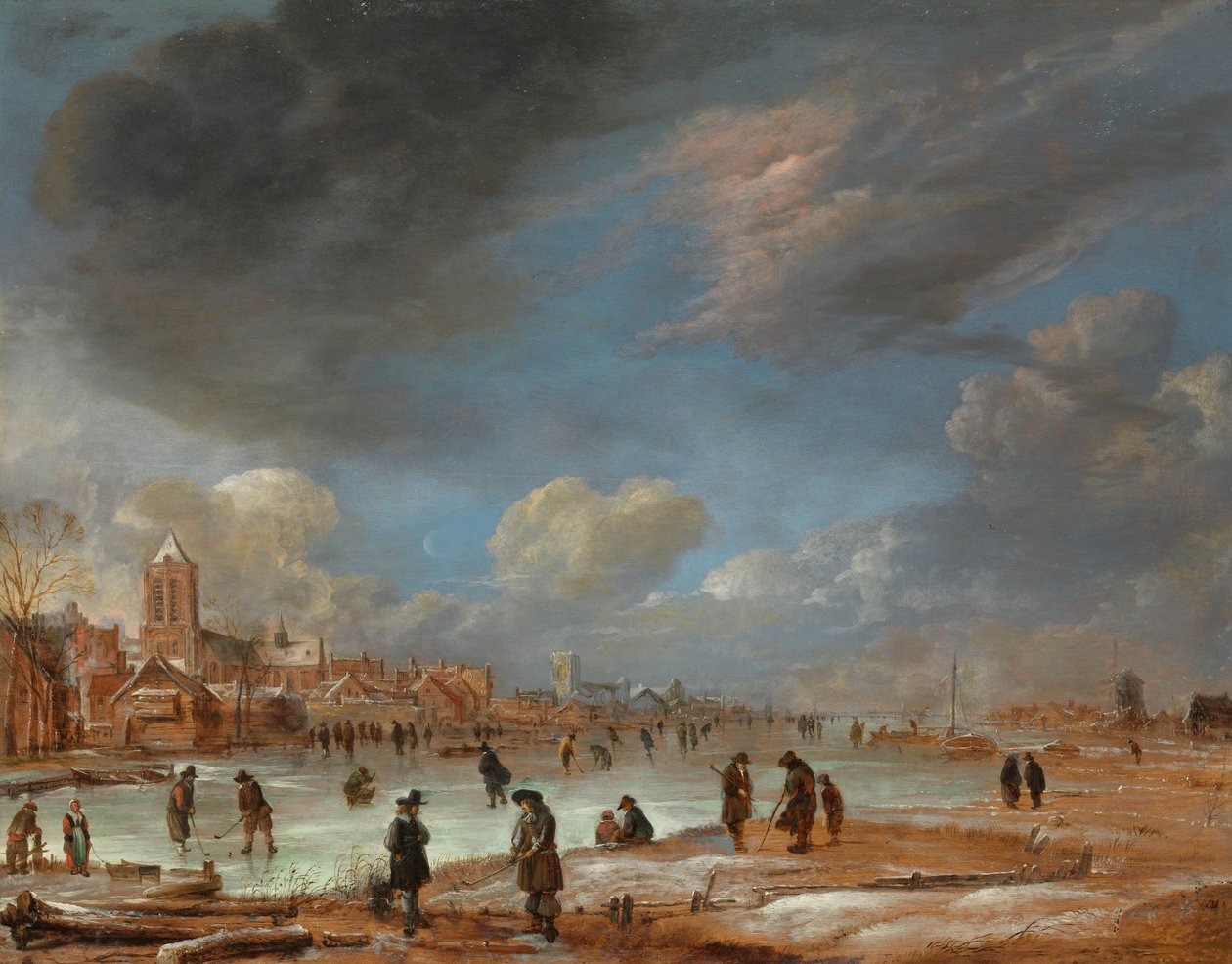 Pohled na řeku v zimě, 1655-60 od Aert van der Neer