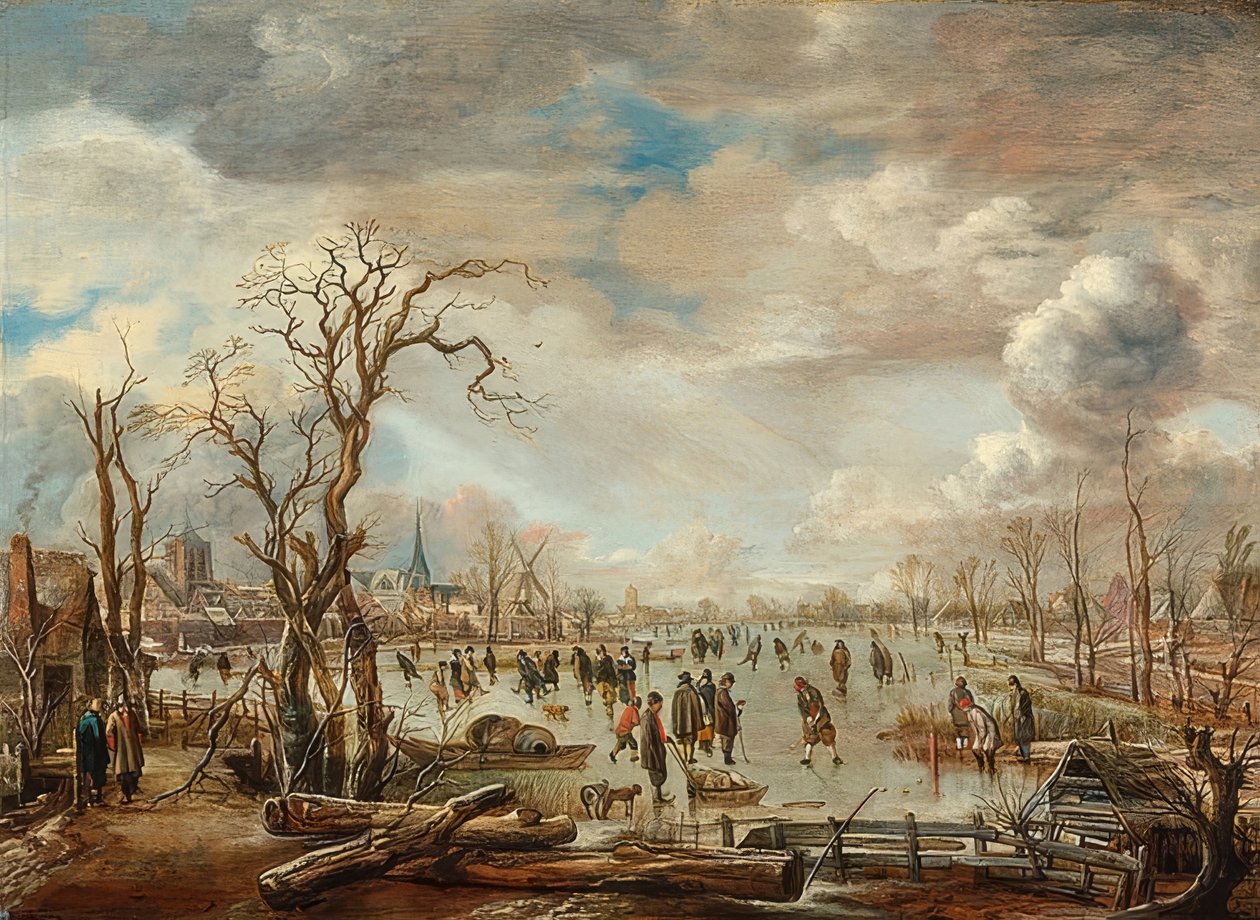 Zimní krajina s ledovým potěšením. Kolem roku 1655 od Aert van der Neer