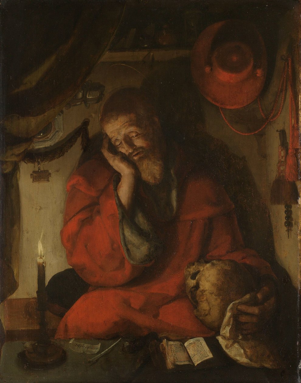 Svatý Jeroným ve své Studii při svíčkách od Aertgen Claesz van Leyden (attributed to)