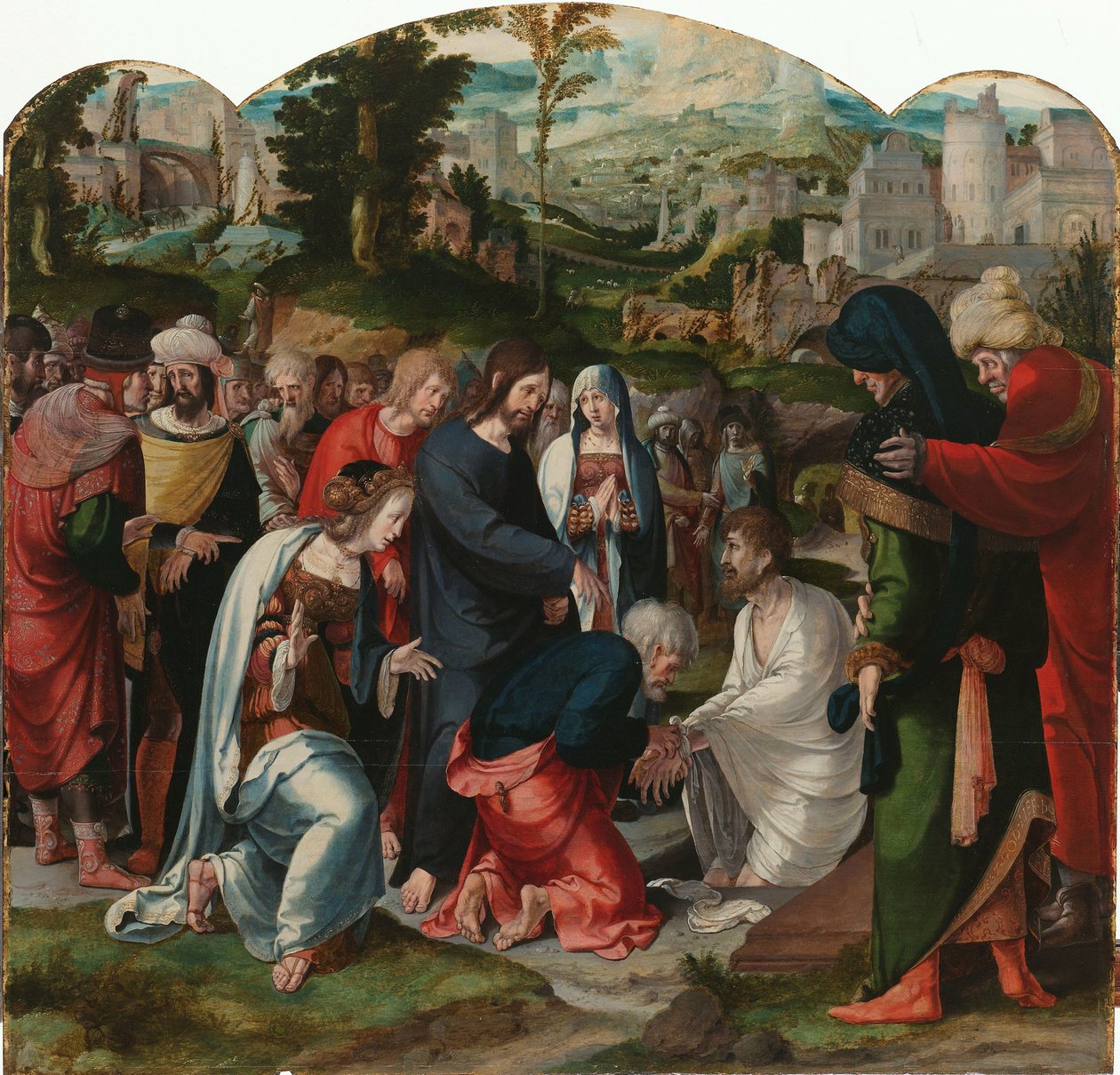 Vzkříšení Lazara Středový panel triptychu se vzkříšením Lazara od Aertgen Claesz van Leyden (attributed to)