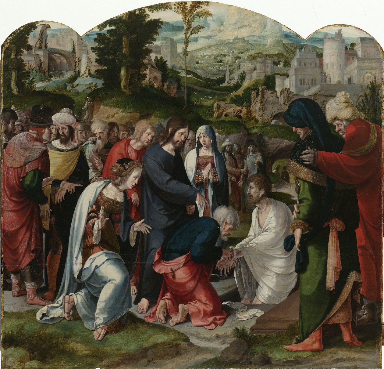 Vzkříšení Lazara, středový panel triptychu, kolem 1530 od Aertgen Claesz van Leyden