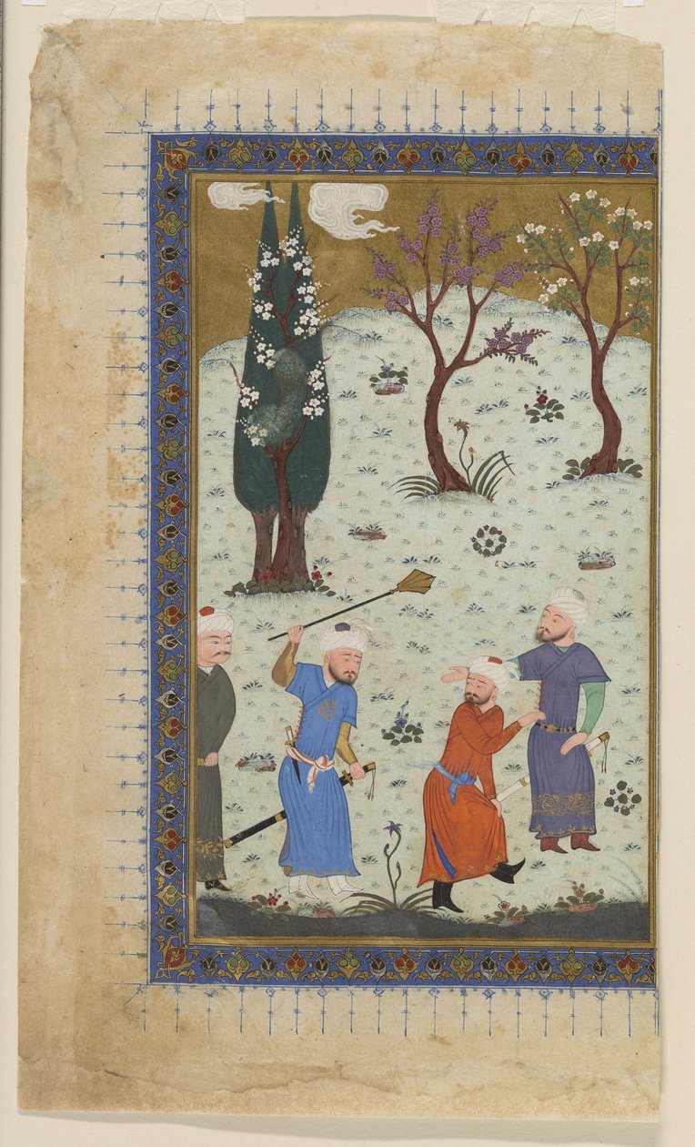 Princ trůnící obklopený sluhami, 1425-30 od Afghan School