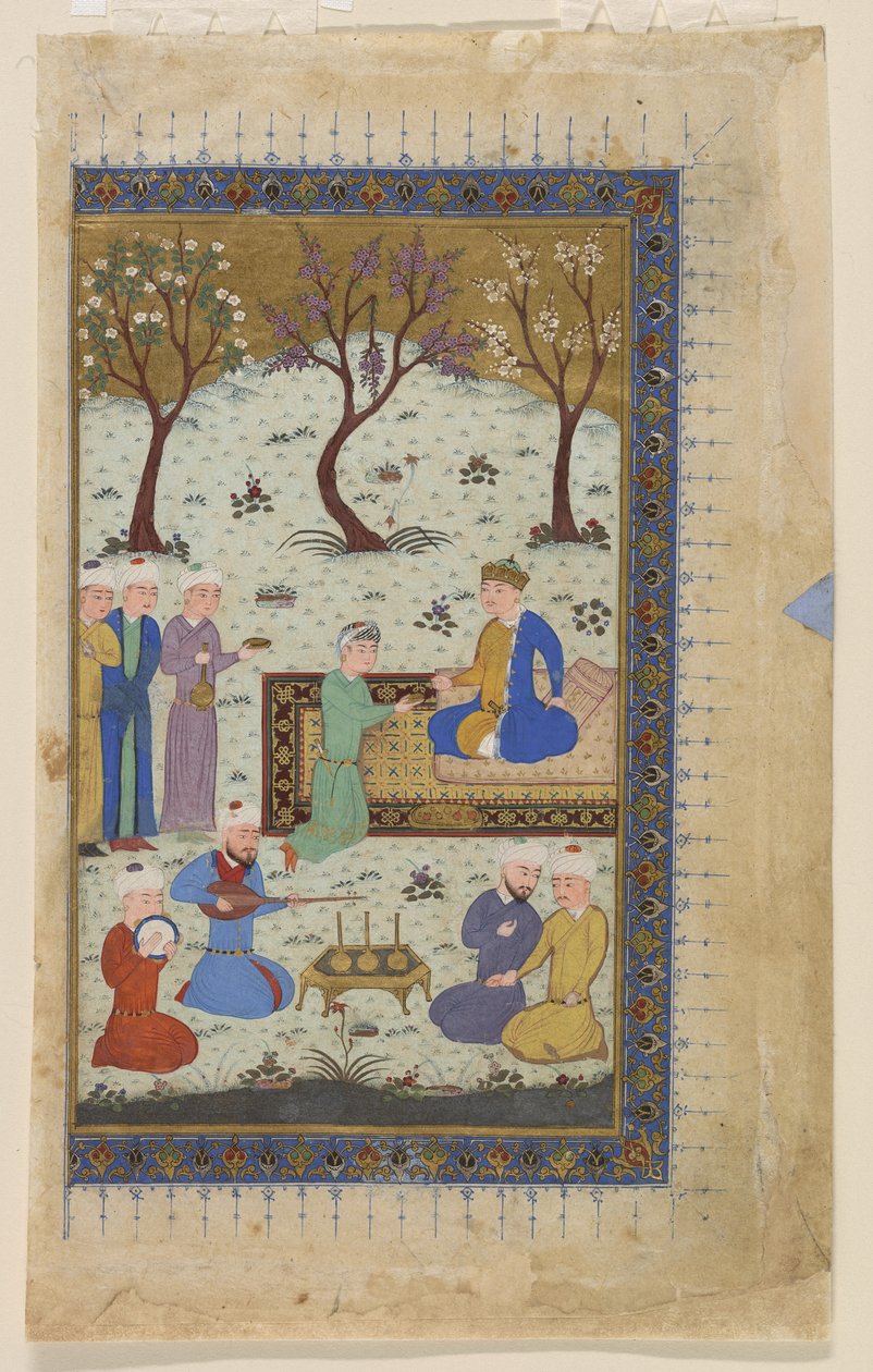 Princ trůnící obklopený sluhami, 1425-30 od Afghan School