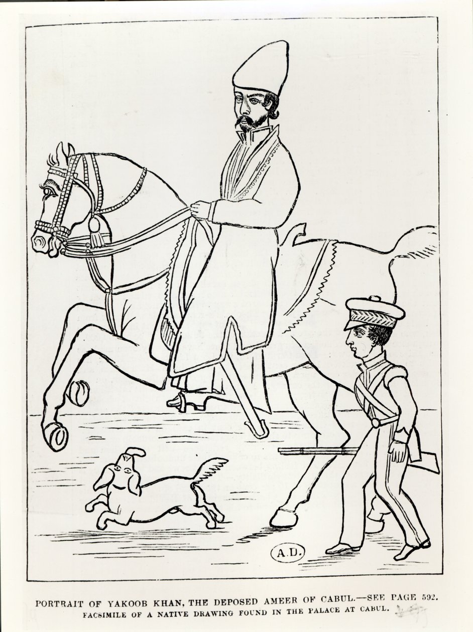 Faksimile portrétu Muhammada Jakuba Chána (1849-1923), afghánského emíra od Afghan School