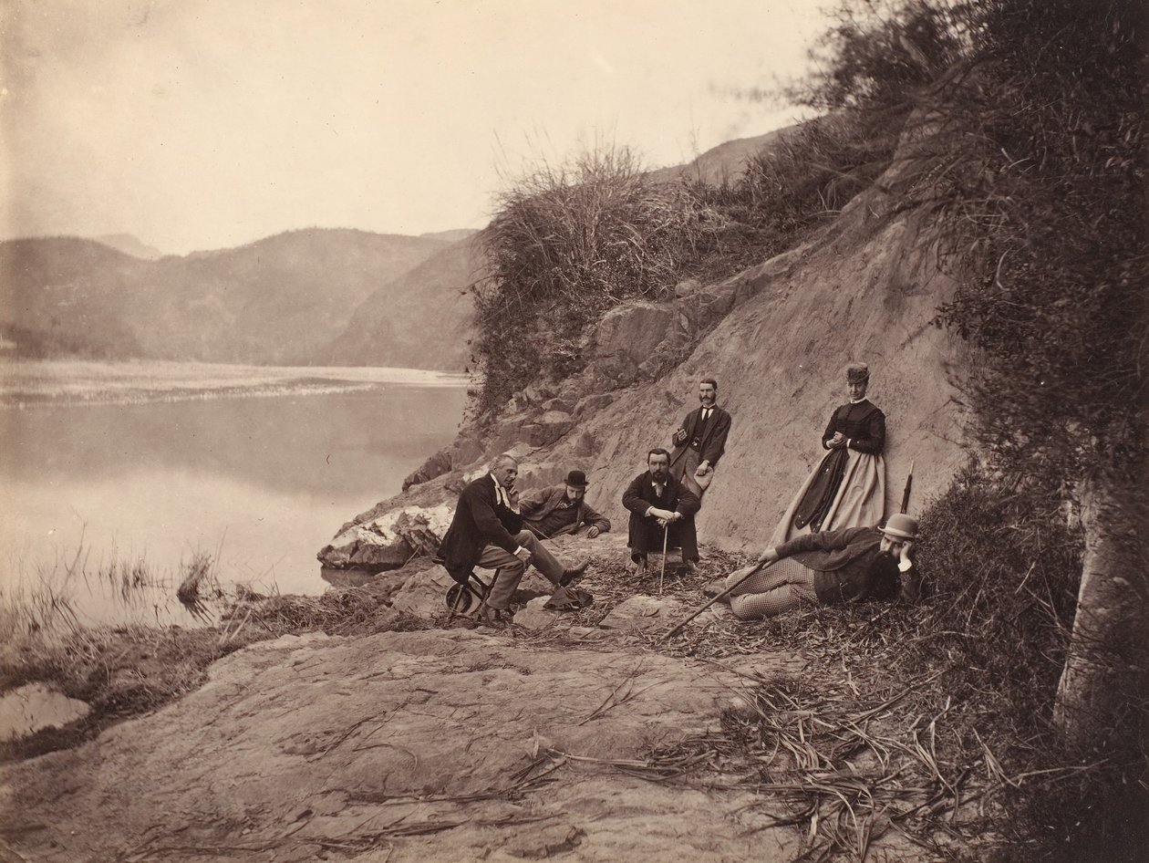 [skupinový portrét u kláštera Fang flame, klíč F U], rub. 1869. od Afong Lai