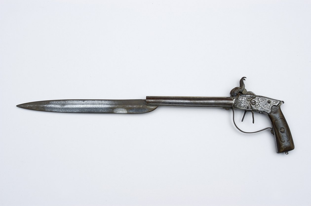 Dvojhlavňová perkusní pistole, cca 1840 (ocel, mosaz a roh) od African