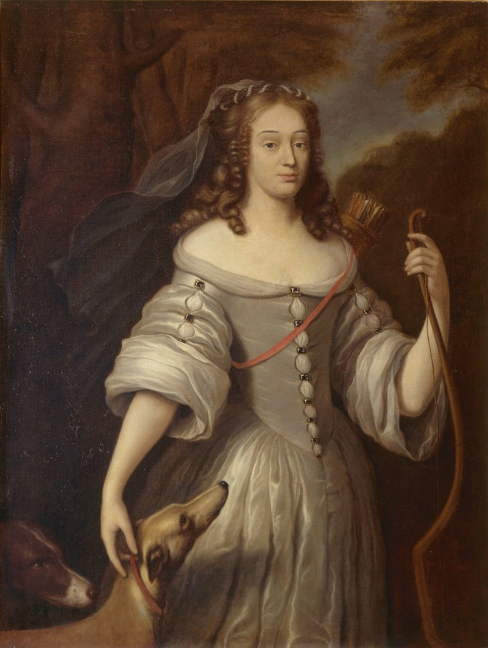 Portrét Louise-Françoise de La Baume Le Blanc, vévodkyně z La Vallière jako Diana od After Claude Lefèbvre