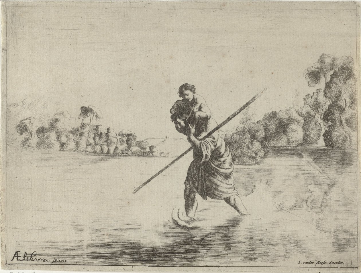 Svatý Kryštof od After Adam Elsheimer