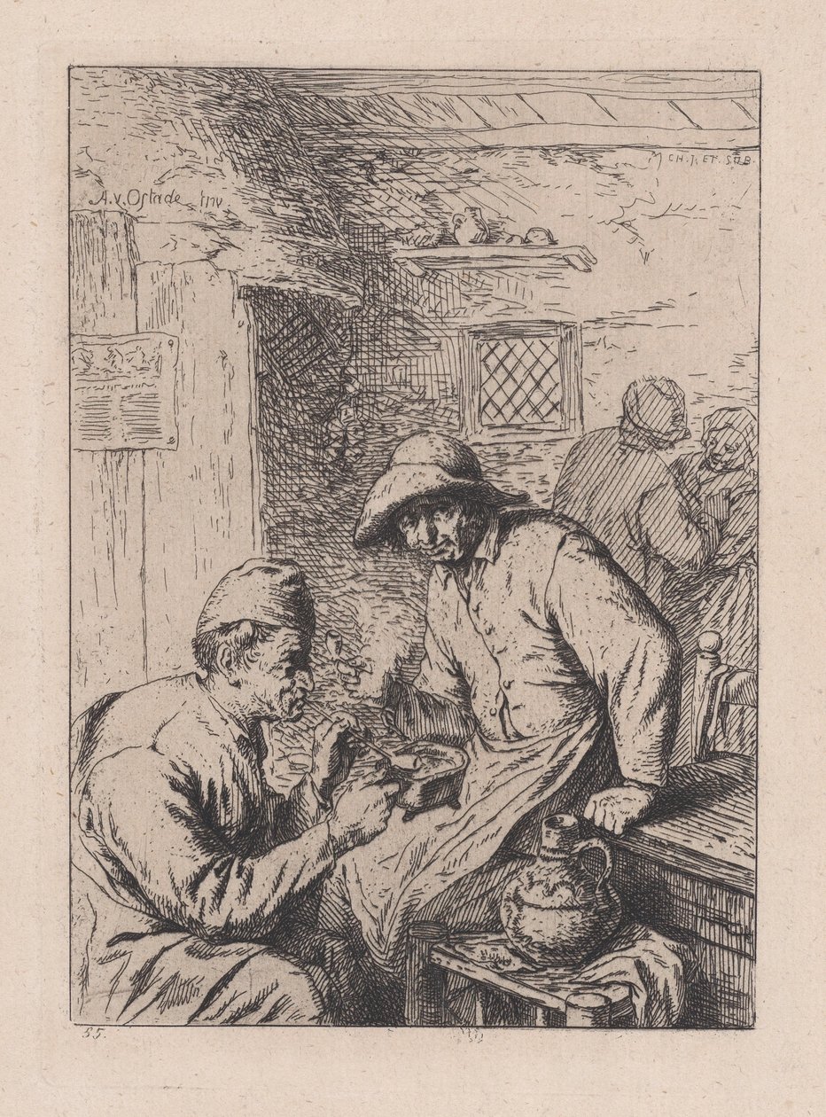 Kuřáci, po Ostade, 19. století. od After Adriaen van Ostade.