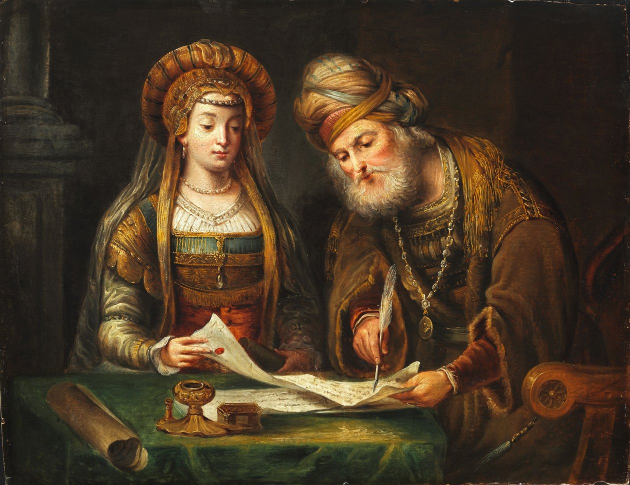 Esther a Mordecai od After Arent de Gelder