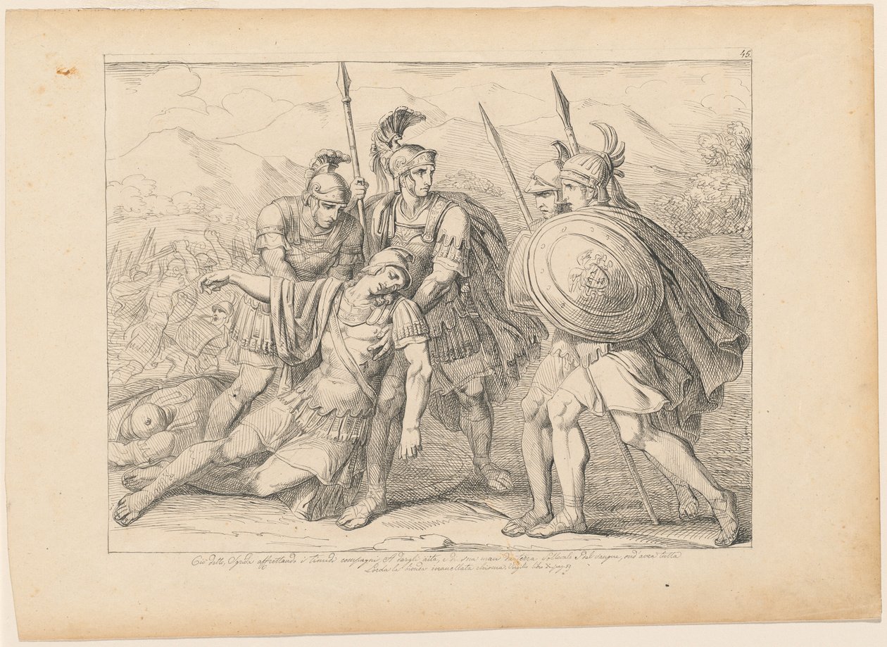 Smrt Lausus od After Bartolomeo Pinelli
