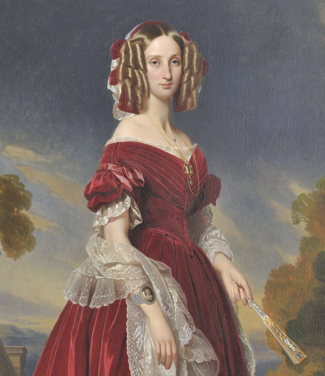 Francouzsky: Portrait de la reine Louis-Marie en robe rouge Portrét královny Louise Marie v červených šatech od after Franz Xaver Winterhalter