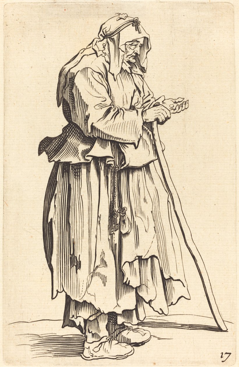 Žebrák přijímající charitu od After Jacques Callot