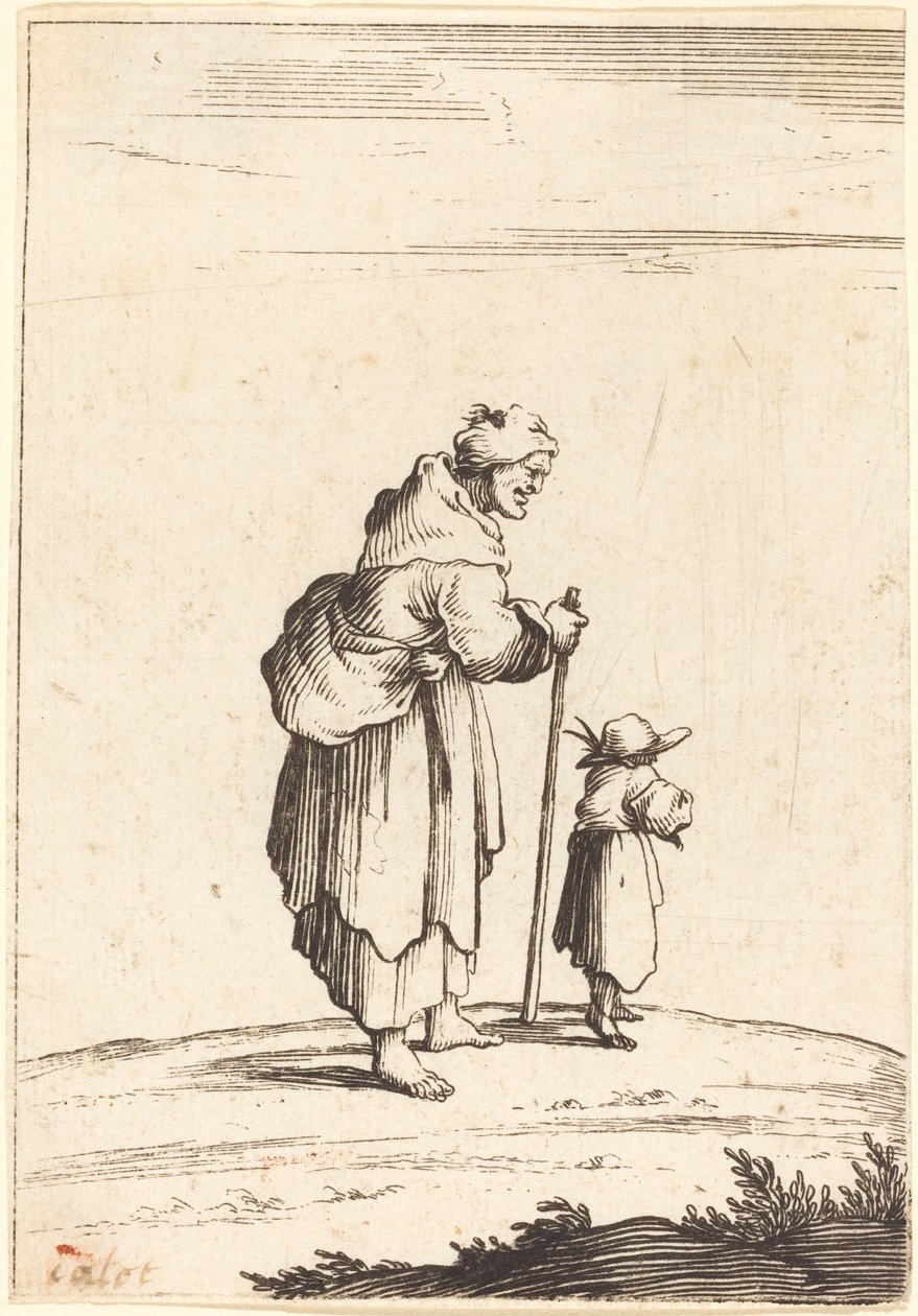 Žebrák a dítě od After Jacques Callot