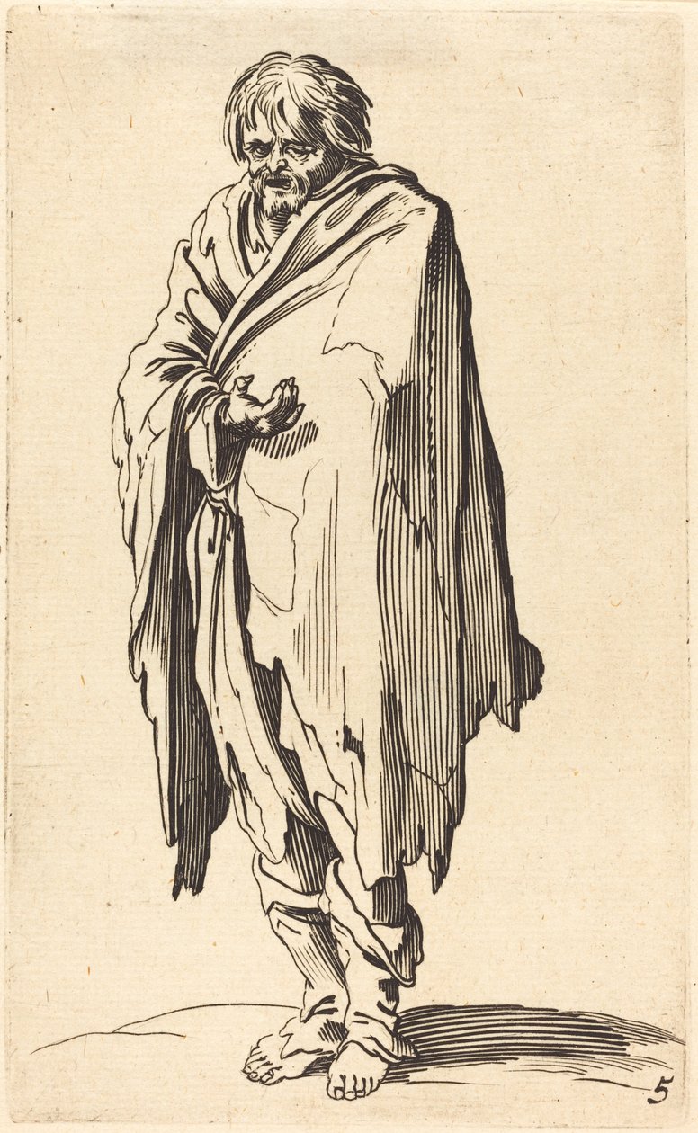 Žebrák s holou hlavou a nohama od After Jacques Callot