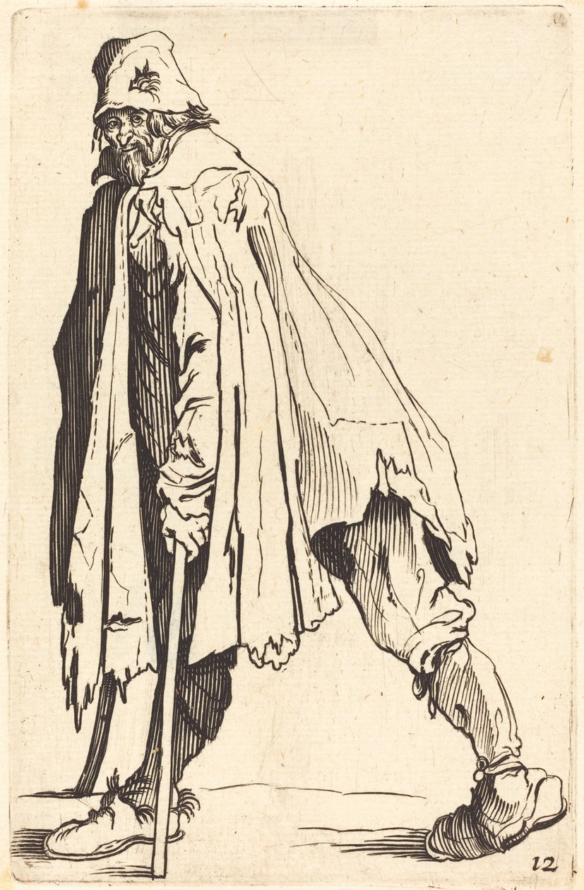Žebrák s berlemi a čepicí od After Jacques Callot