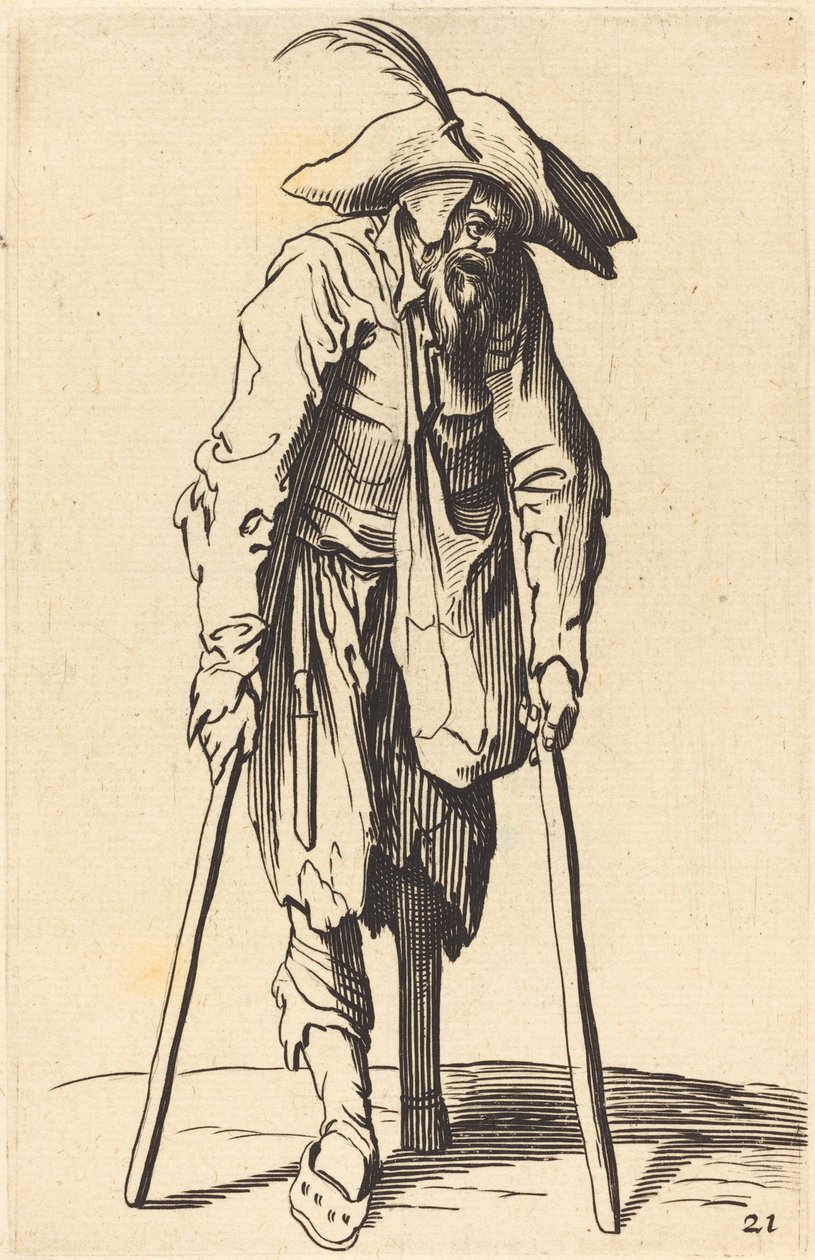 Žebrák s dřevěnou nohou od After Jacques Callot