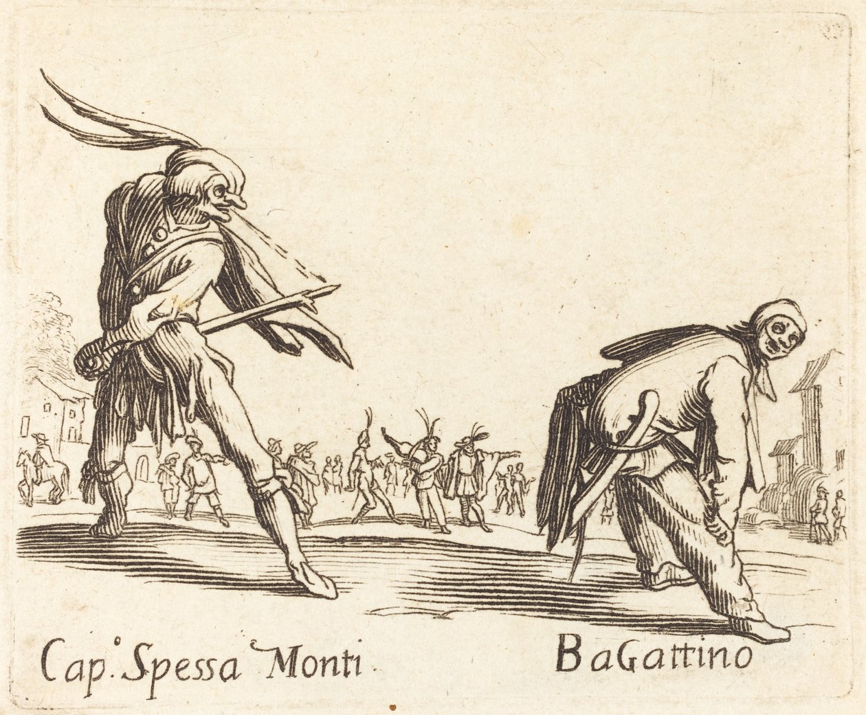 Kapitán Spessa Monti a Bagattino od After Jacques Callot