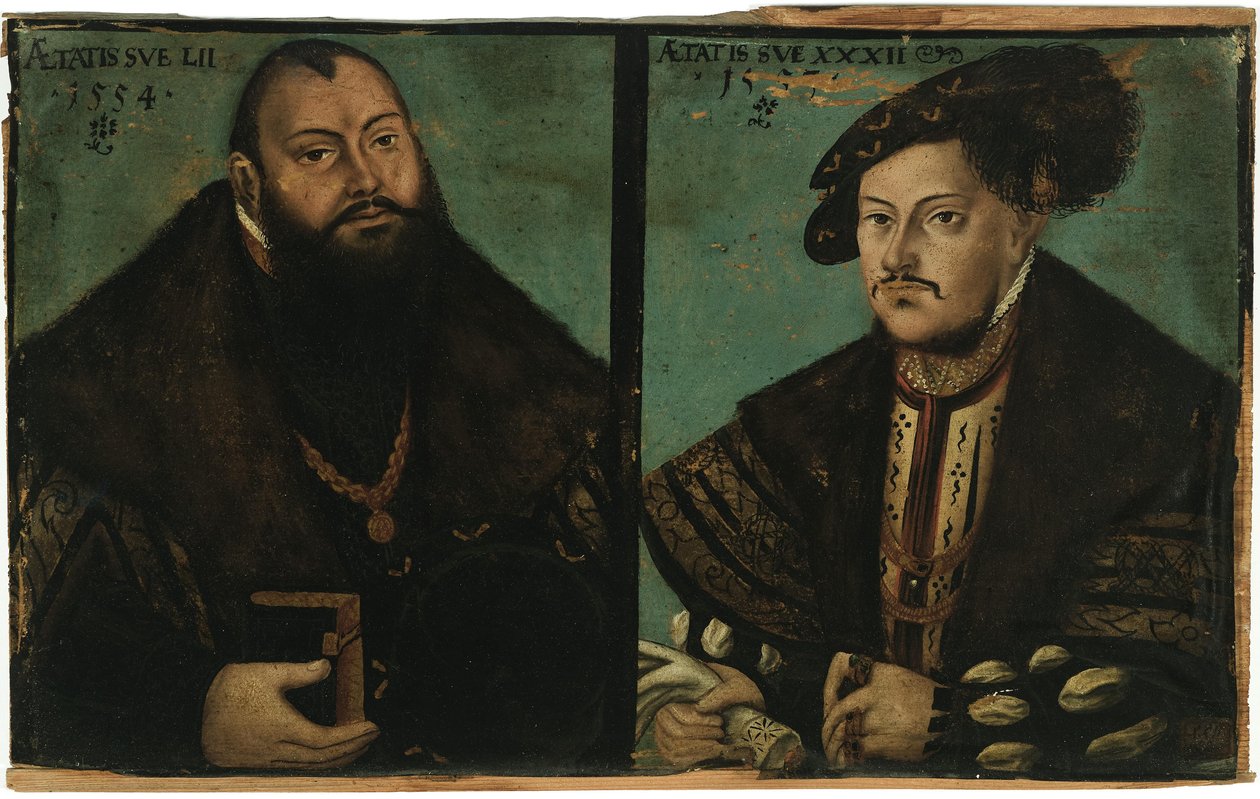Johann Friedrich I., Velkomyslný, kurfiřt saský a Johann Ernst Saský od after Lucas Cranach the Elder