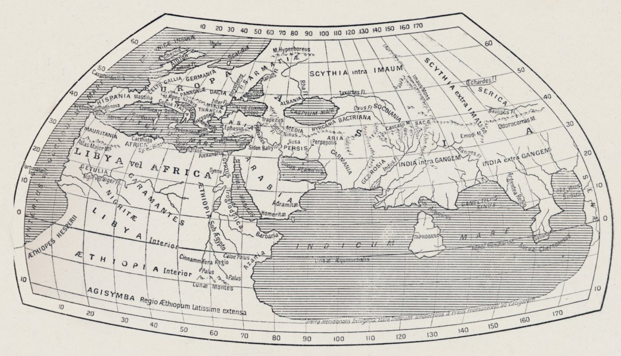 Mapa světa, podle Ptolemaia, 1923. od Agathodaemon of Alexandria
