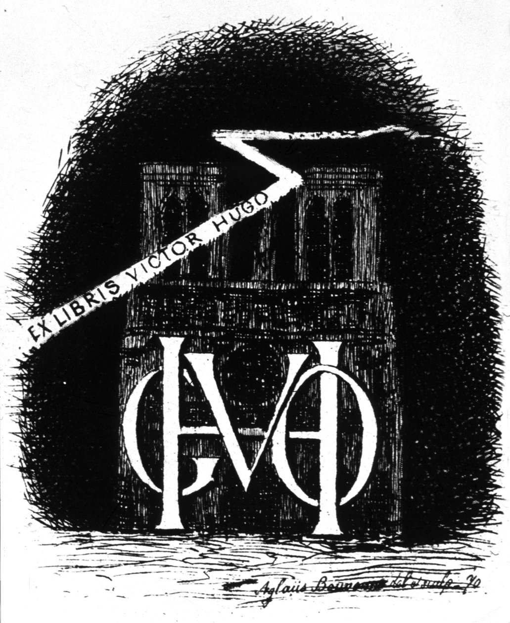 Exlibris Victora Huga od Aglaüs Bouvenne
