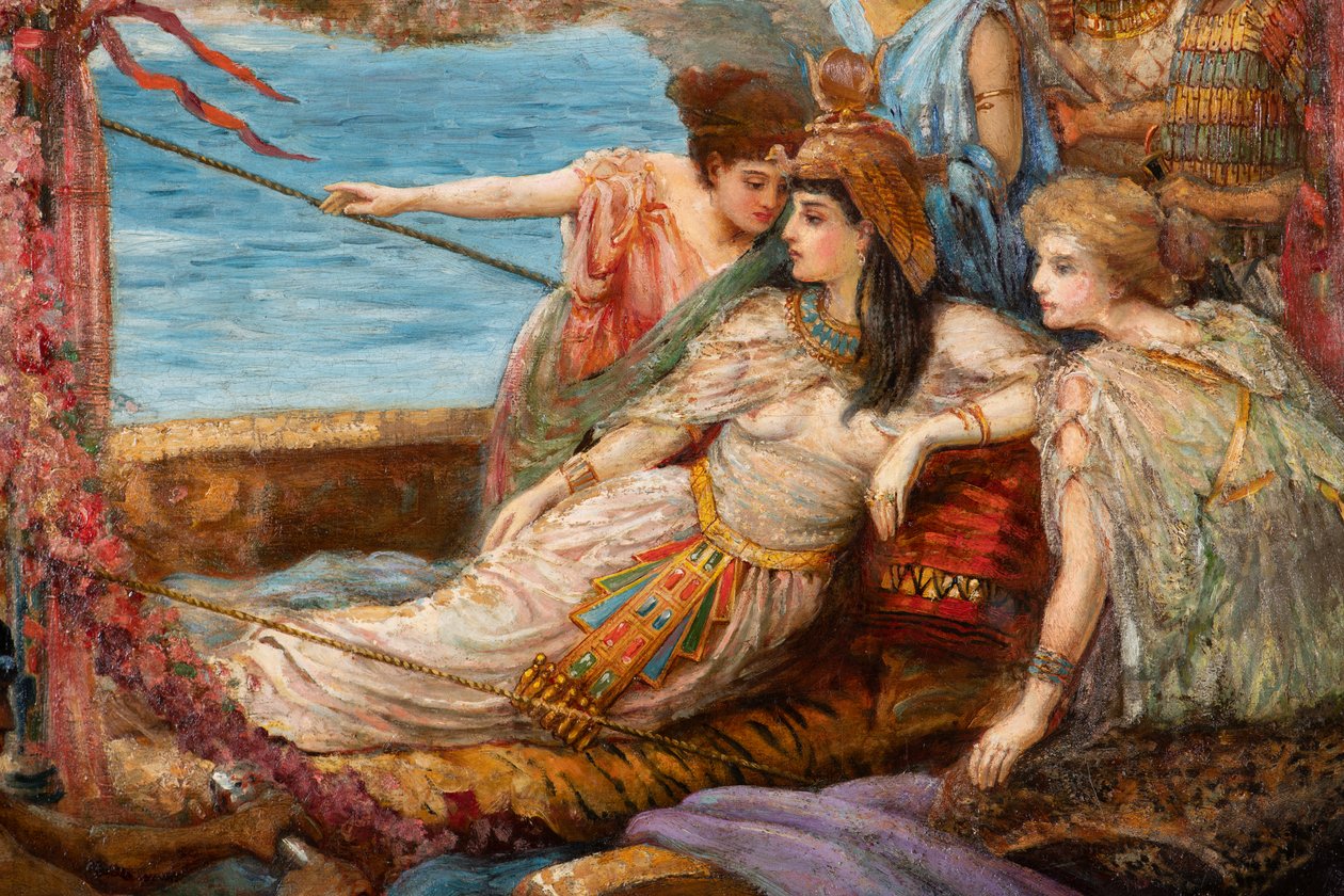 Útěk Antonia a Kleopatry z bitvy u Actia, kolem roku 1897 (olej na plátně) od Agnes Pringle