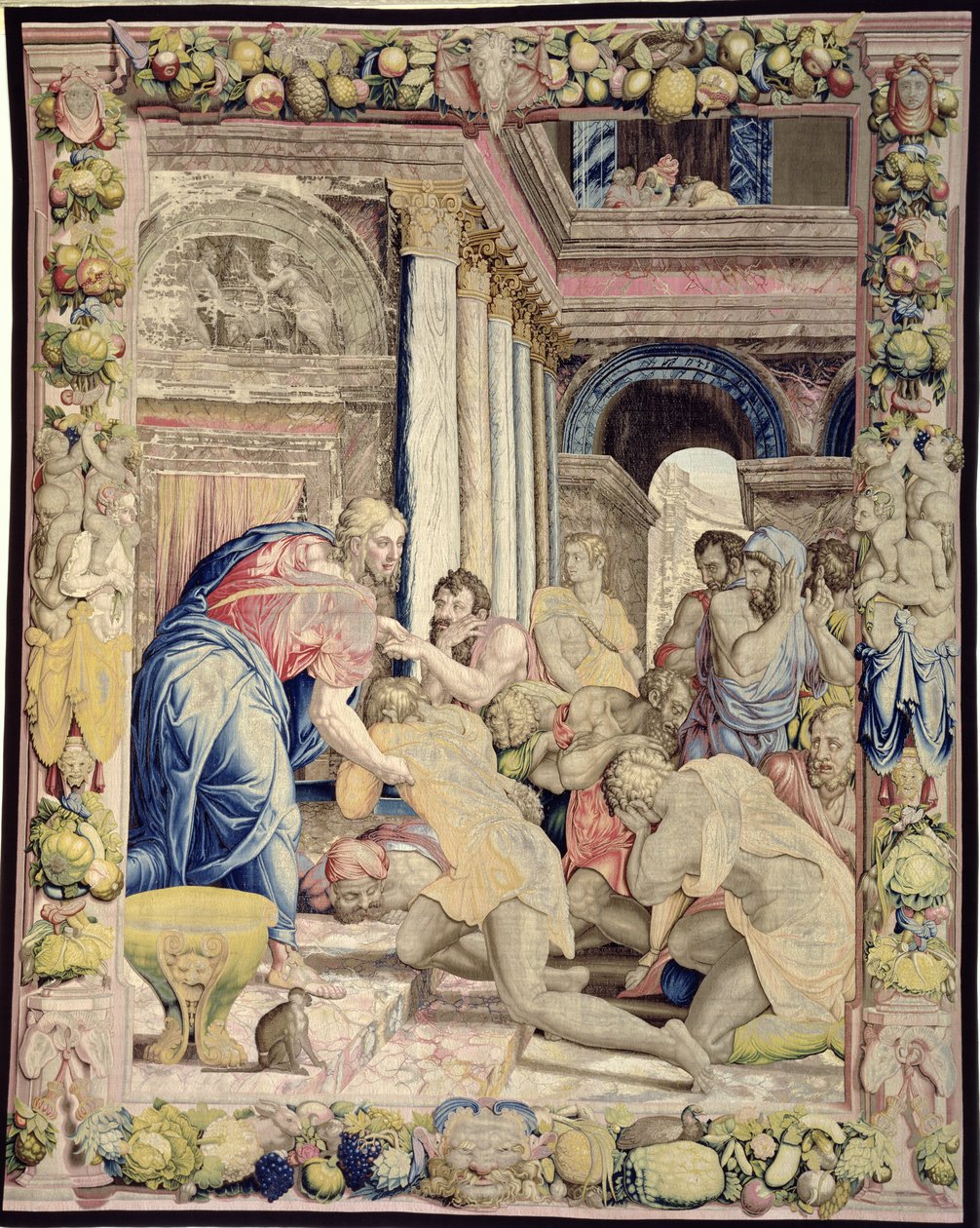 Joseph se nechává poznat svými bratry ze Sala dei Dugento, 1546-53 (tapisérie) od Agnolo and Karcher, Nicholas Bronzino