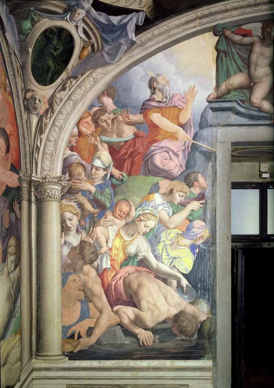 Mojžíš udeřil vodu ze skály, z Capella di Eleonora, 1555 (viz také 60345 a 81565) od Agnolo Bronzino