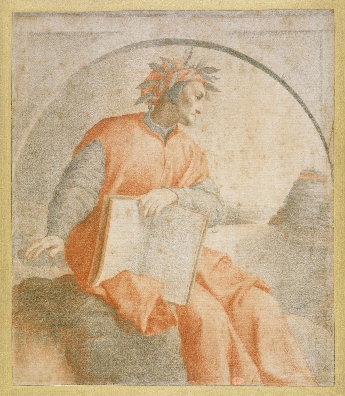 No.1176 Portrét Dante, opis (křída) od Agnolo Bronzino