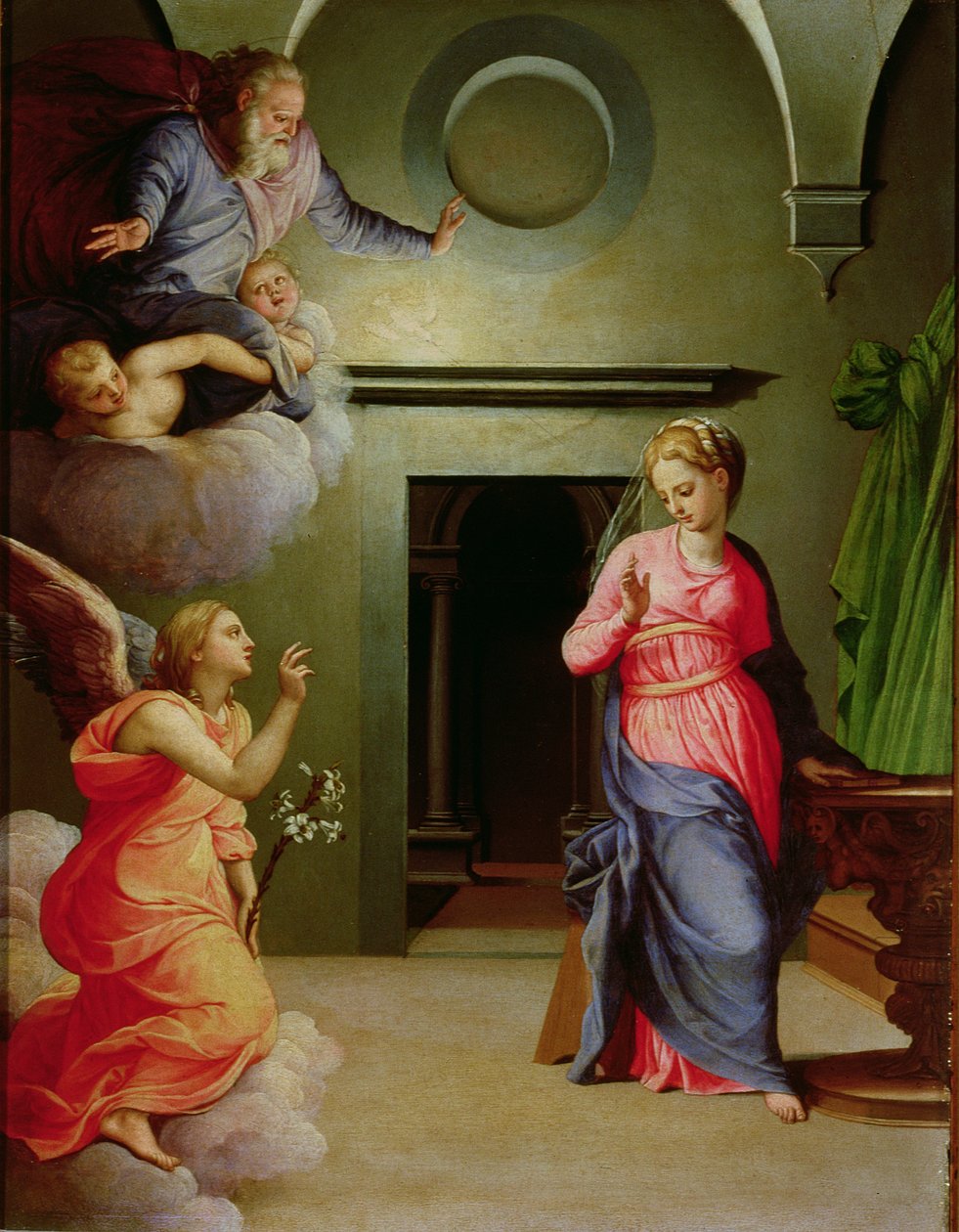 Zvěstování (tempera na panelu) od Agnolo Bronzino