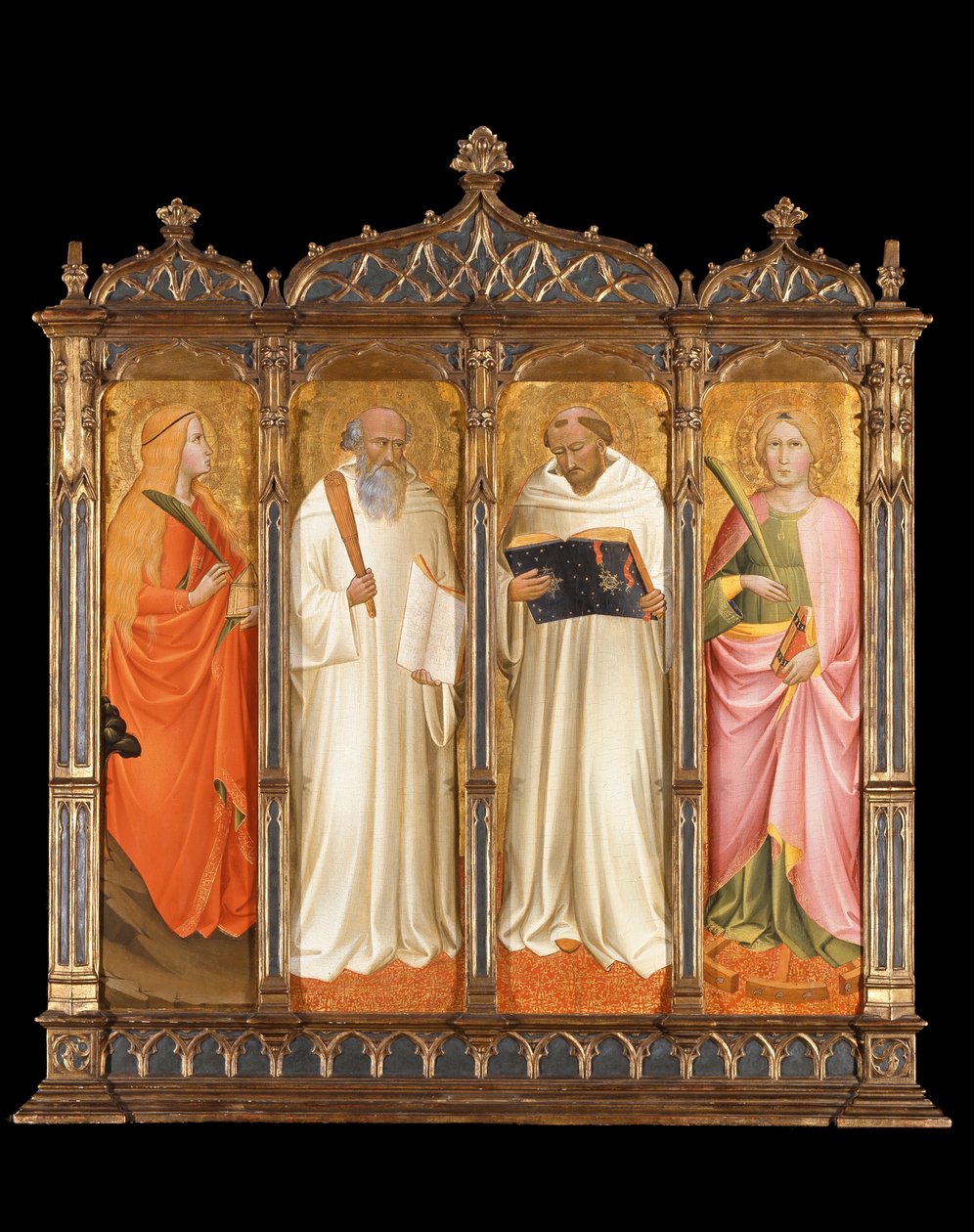 Svatá Marie Magdaléna, svatý Benedikt, svatý Bernard z Clairveaux a svatá Kateřina Alexandrijská. od Agnolo Gaddi